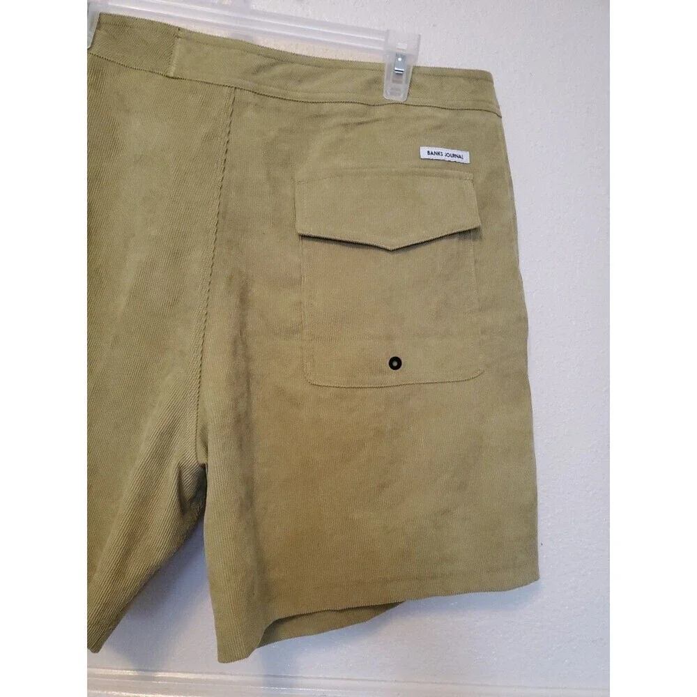 Banks Journal Mens Olive Green Corduroy Board Shorts Size 38 Drawstring Surf